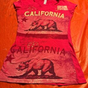 Jette Red California Bear Short Sleeve Tee